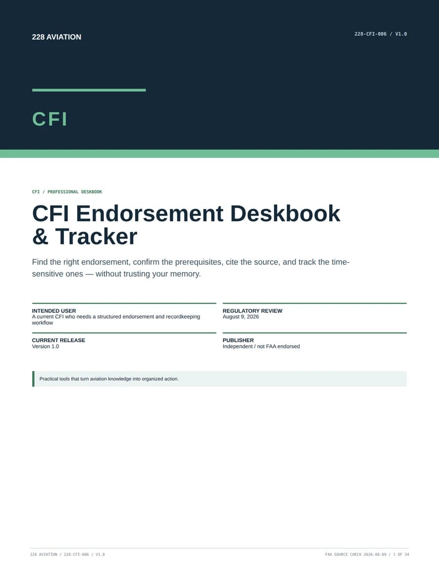 CFI Endorsement Deskbook cover