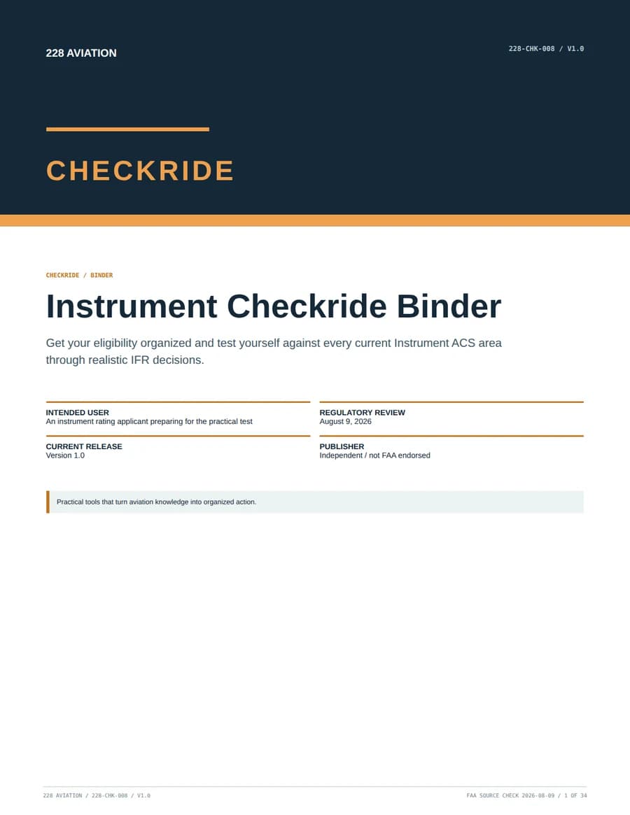 Instrument Checkride Binder cover